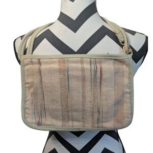 Carpetbags of America Vintage Woven Messenger Bag Crossbody Floral Patch Striped